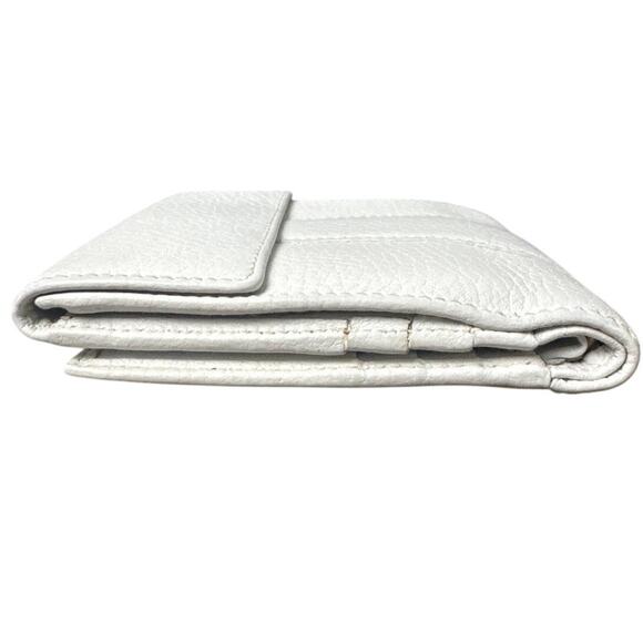 Loewe White Wallet Pebbled Leather Snap Closure 4x4 Designer Quiet Luxury - Picture 8 of 12
